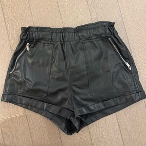 Blank NYC Black Faux Leather Women's Shorts with Zip Pockets
